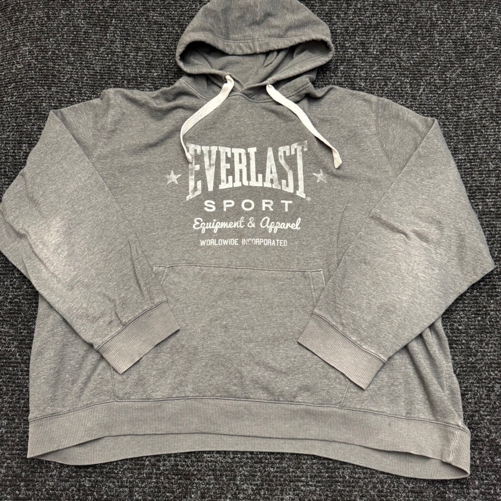 Everlast Sport Mens 4X Hoodie Gray Pullover Graphic Sweatshirt Big & Tall